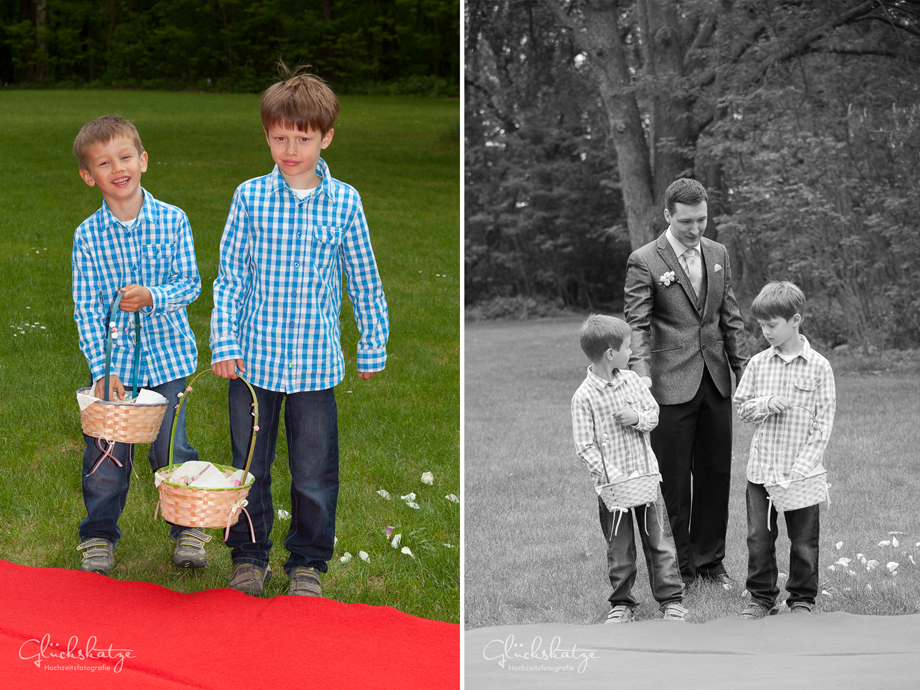 blumenkinder trauung roter teppich glueckskatze