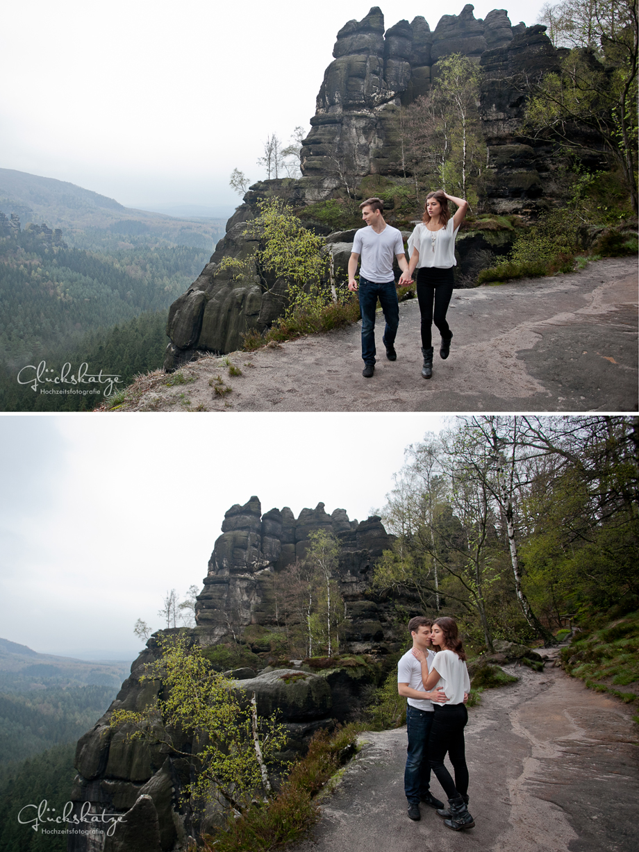 paarfotografie berge felsen wald